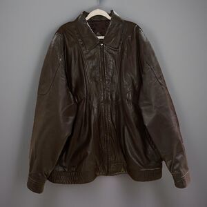 LA Leather California Brown Leather Jacket Men's Size 3XL Motorcycle Biker